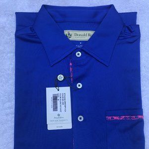 New Donald Ross Royal/Pink/Fancy Placket DR076PT-121 Size Medium